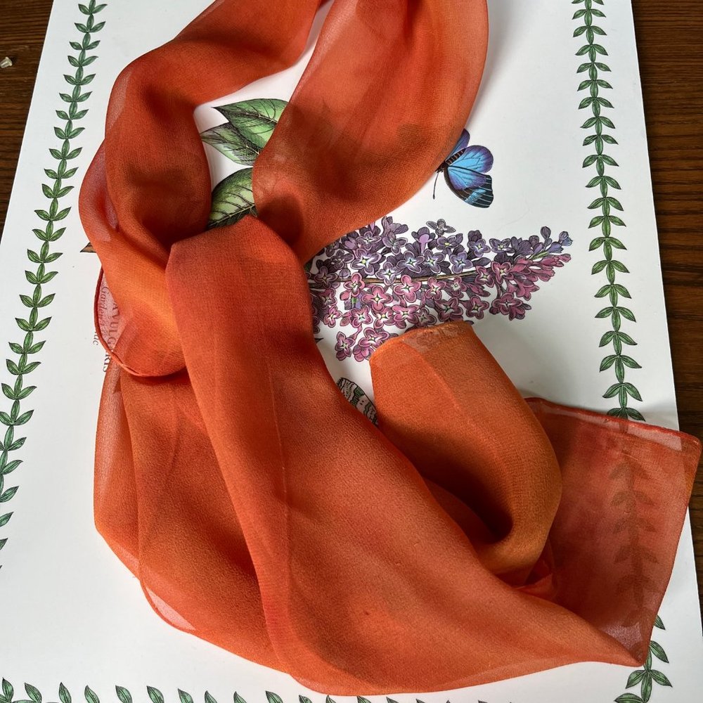 Signed Sheer Silk Hand Dyed Scarf